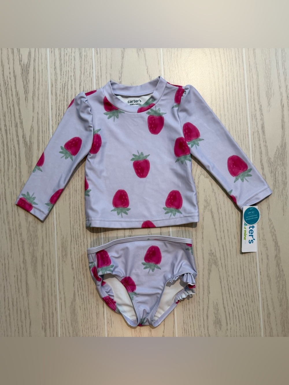 Carter’s Baby Girl 12M Strawberry Swim Set Rash Guard 2PC NWT
